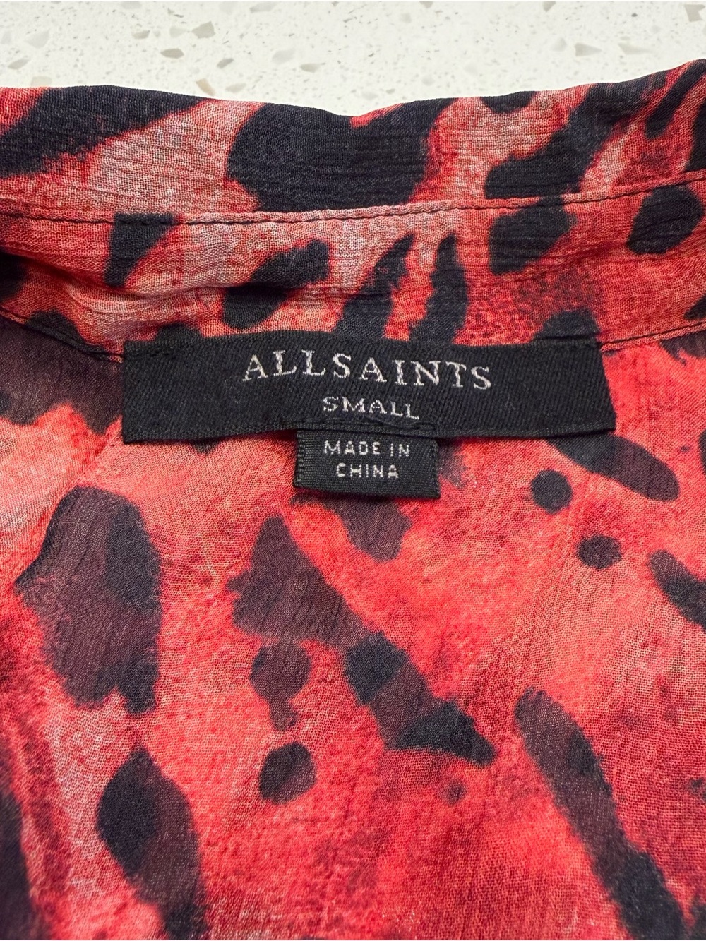AllSaints Bernie Ambient Printed Shirt Red Black Small - Picture 3 of 12